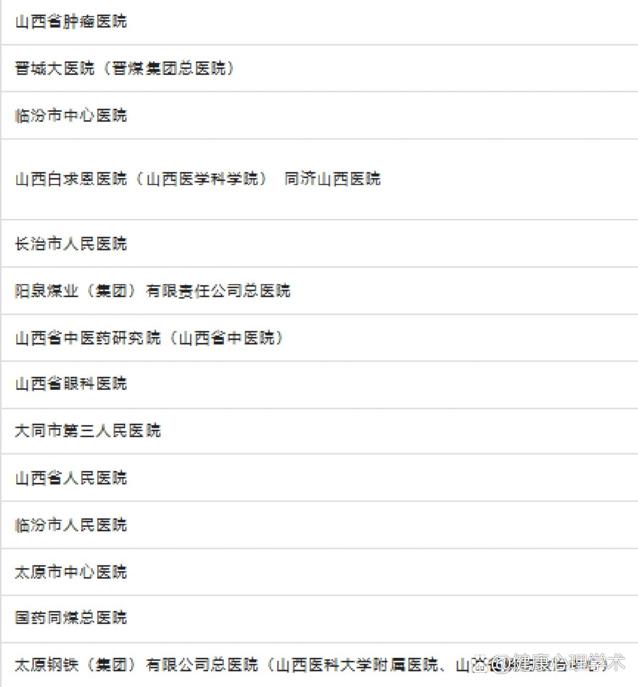 山西省医院名单大全，全面概览