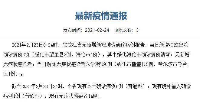 黑龙江省海伦市疫情最新情况更新报告