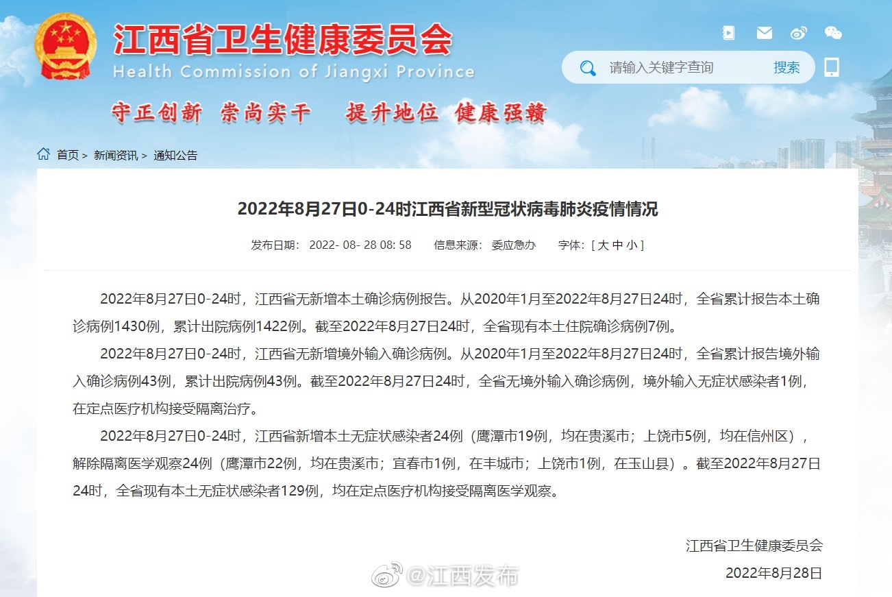 江西省新冠病毒最新动态报告