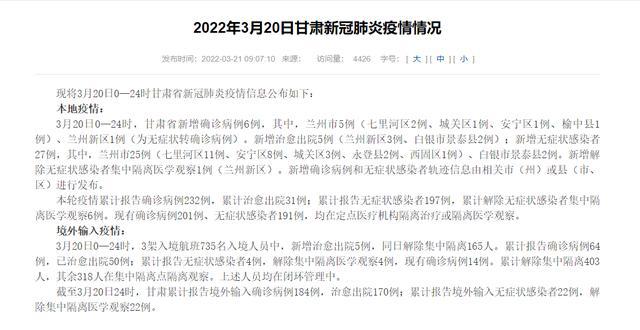 安徽与甘肃疫情最新情况通报
