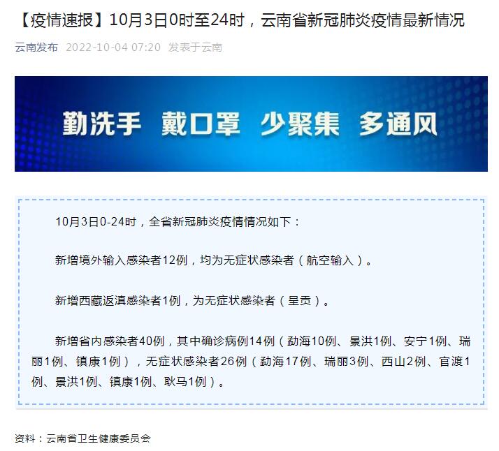云南省今日疫情最新通报